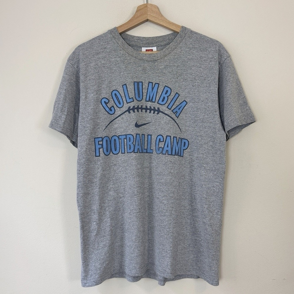 Vintage Y2k Nike Columbia University Football Camp Just Do it Grey Tee Shirt - S